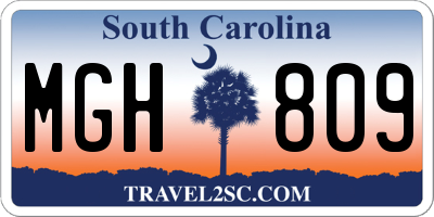 SC license plate MGH809