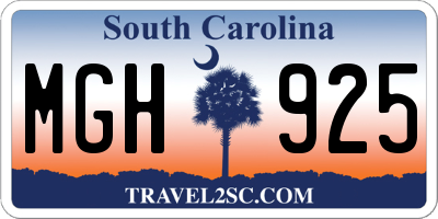 SC license plate MGH925