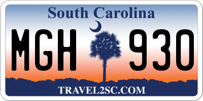 SC license plate MGH930