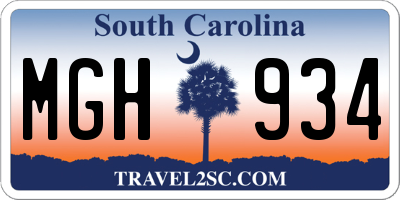 SC license plate MGH934