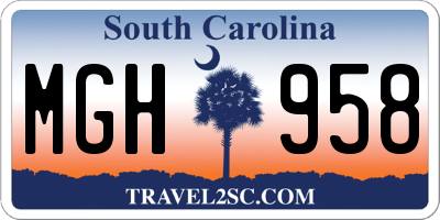 SC license plate MGH958