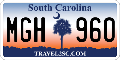 SC license plate MGH960