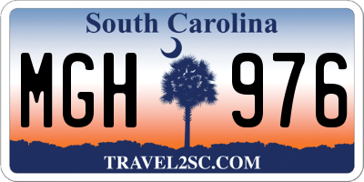 SC license plate MGH976