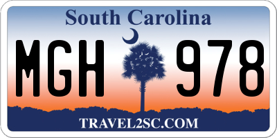 SC license plate MGH978
