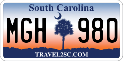 SC license plate MGH980