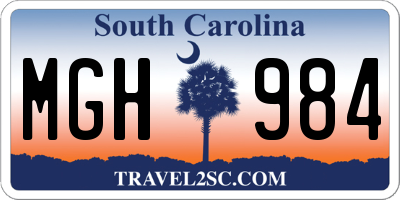 SC license plate MGH984