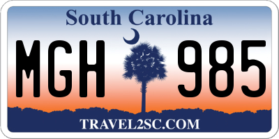 SC license plate MGH985