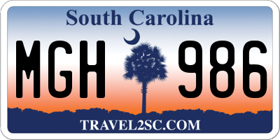 SC license plate MGH986