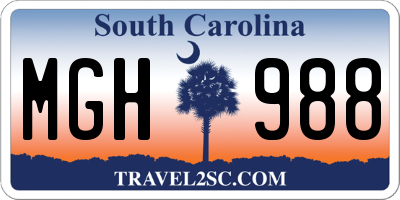 SC license plate MGH988
