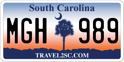 SC license plate MGH989
