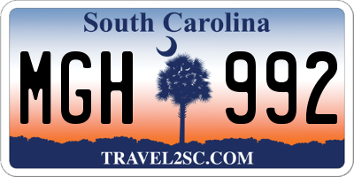 SC license plate MGH992
