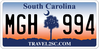 SC license plate MGH994