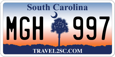 SC license plate MGH997
