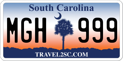 SC license plate MGH999