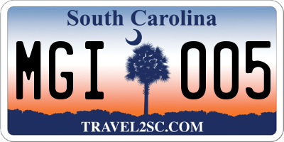 SC license plate MGI005