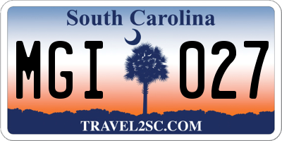 SC license plate MGI027