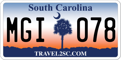 SC license plate MGI078