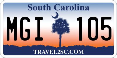 SC license plate MGI105