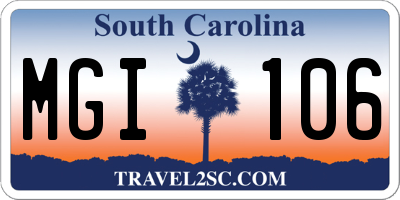 SC license plate MGI106