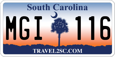 SC license plate MGI116
