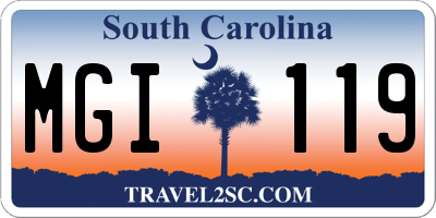 SC license plate MGI119