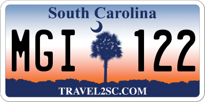 SC license plate MGI122