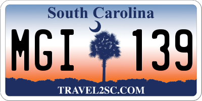 SC license plate MGI139
