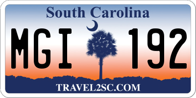 SC license plate MGI192