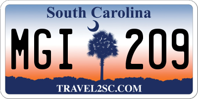 SC license plate MGI209