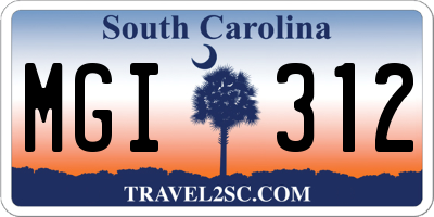 SC license plate MGI312
