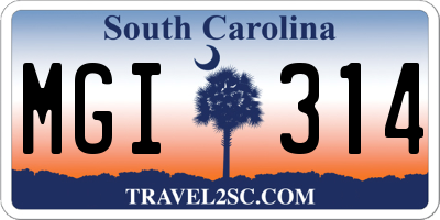 SC license plate MGI314