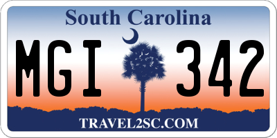 SC license plate MGI342