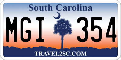 SC license plate MGI354