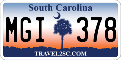 SC license plate MGI378