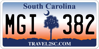 SC license plate MGI382