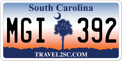 SC license plate MGI392