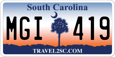 SC license plate MGI419