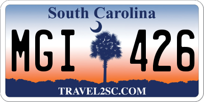 SC license plate MGI426