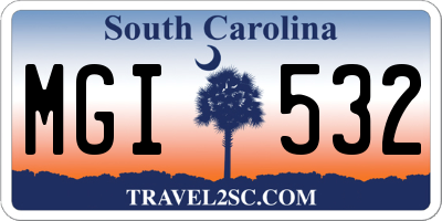SC license plate MGI532