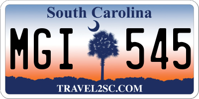 SC license plate MGI545