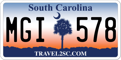 SC license plate MGI578
