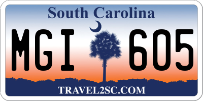 SC license plate MGI605