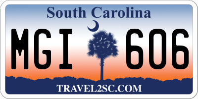 SC license plate MGI606