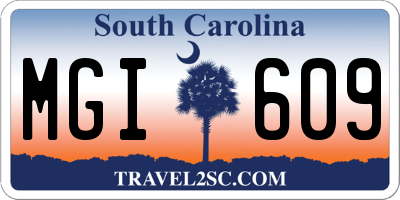 SC license plate MGI609