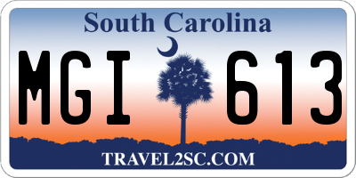 SC license plate MGI613