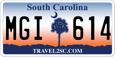 SC license plate MGI614