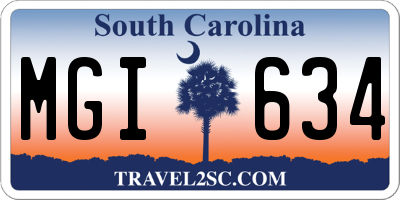 SC license plate MGI634