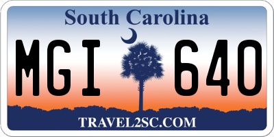 SC license plate MGI640