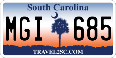 SC license plate MGI685