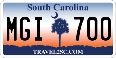 SC license plate MGI700